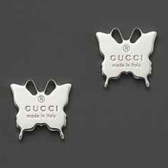 🦋NEW, Gucci Sterling Silver Butterfly Trademark Logo Earrings - Picture 16 of 16